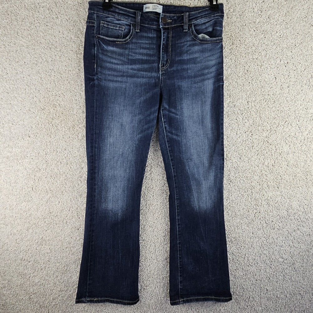 BKE Payton Universal Fit Mid Rise Boot Cut Jeans Size 29X29.5 (31x28.5)โ Buckle